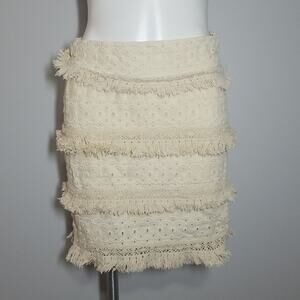 Anthropologie HD in Paris Cream Fringe Skirt